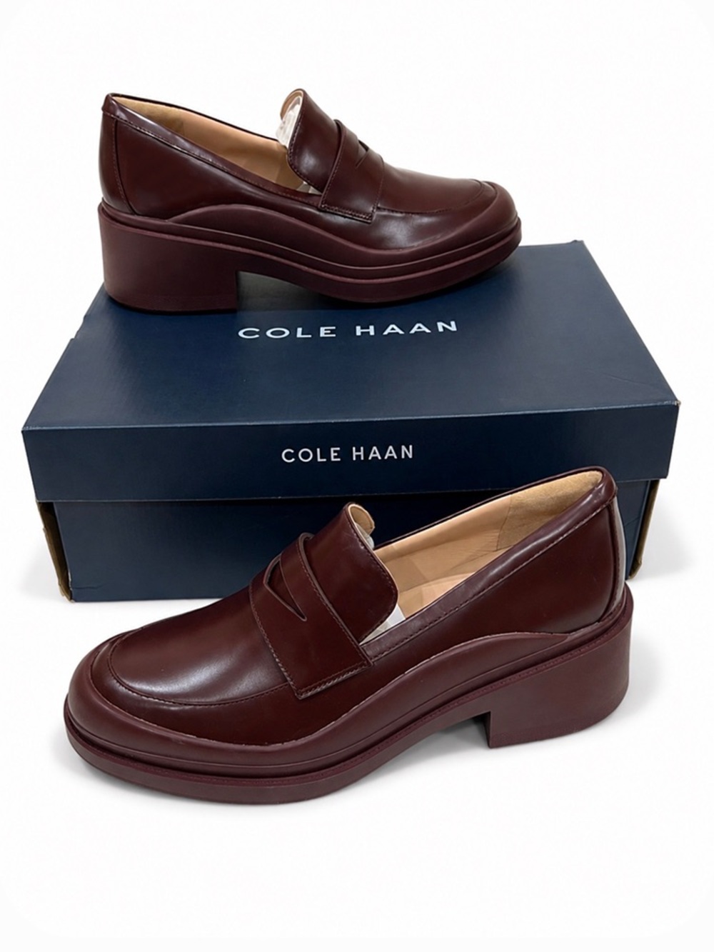 Cole Haan Bloodstone Westerly Leather Water Resistant Penny Loafers NWT Size 9.5
